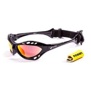 Gafas de deportes acuáticos OCEAN CUMBUCO - Negro brillante / Revo roja