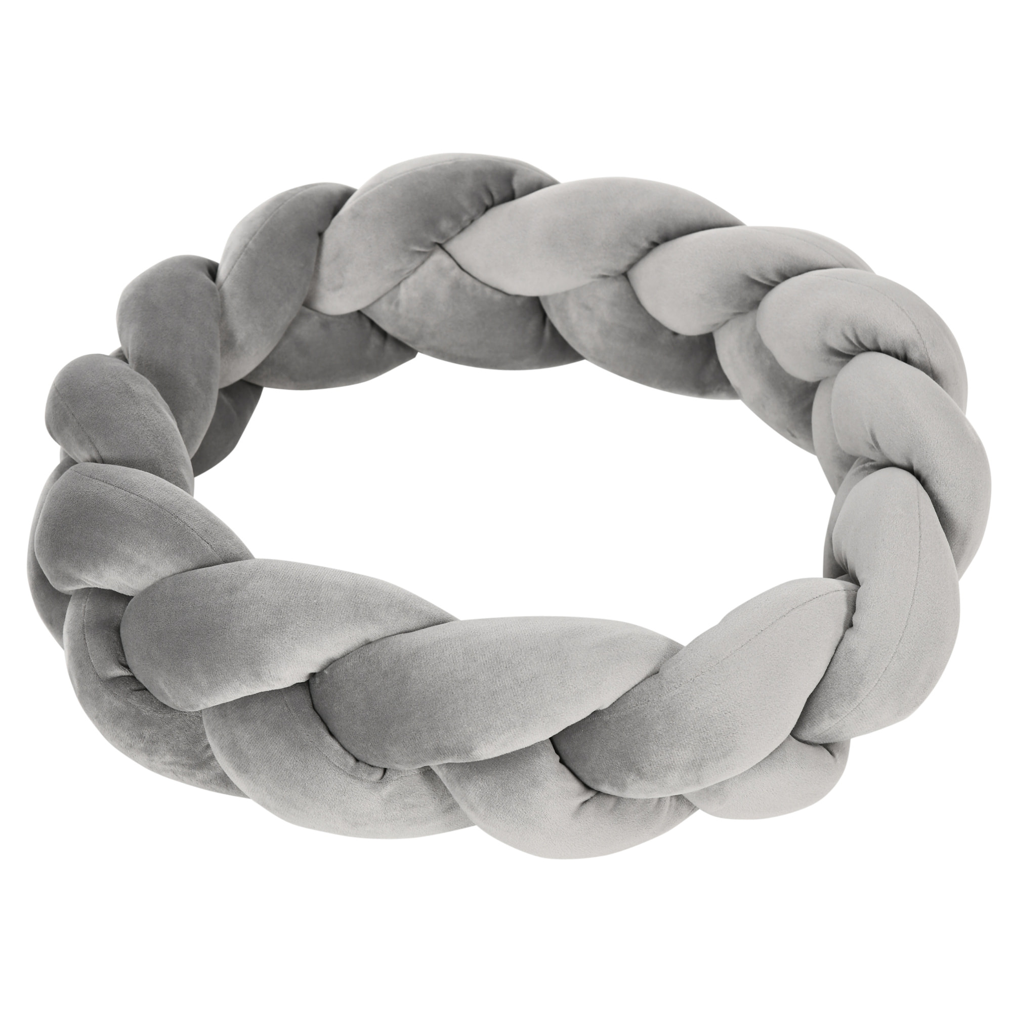 Cama para Perros Pequeños Antiestrés Cama para Gatos Lavable Cama para Mascotas Redondo con Cojín Independiente y Cuerda de Algodón 55x55x14 cm Gris