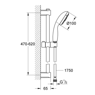 GROHE Vitalio Start 100 Ensemble de douche 3 jets avec barre Chromé 27955000