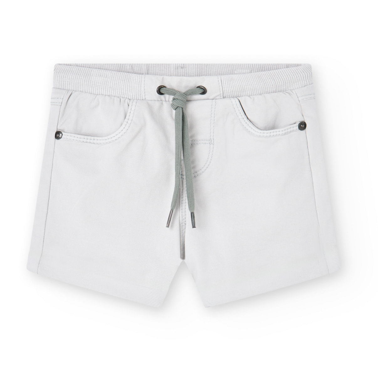 Bermudas para niÃ±o en algodÃ³n liso de color beige, Camiseta