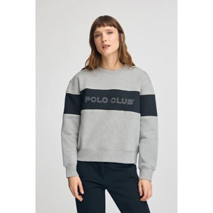 Felpa grigio vigorè, boxy fit con logo Polo Club