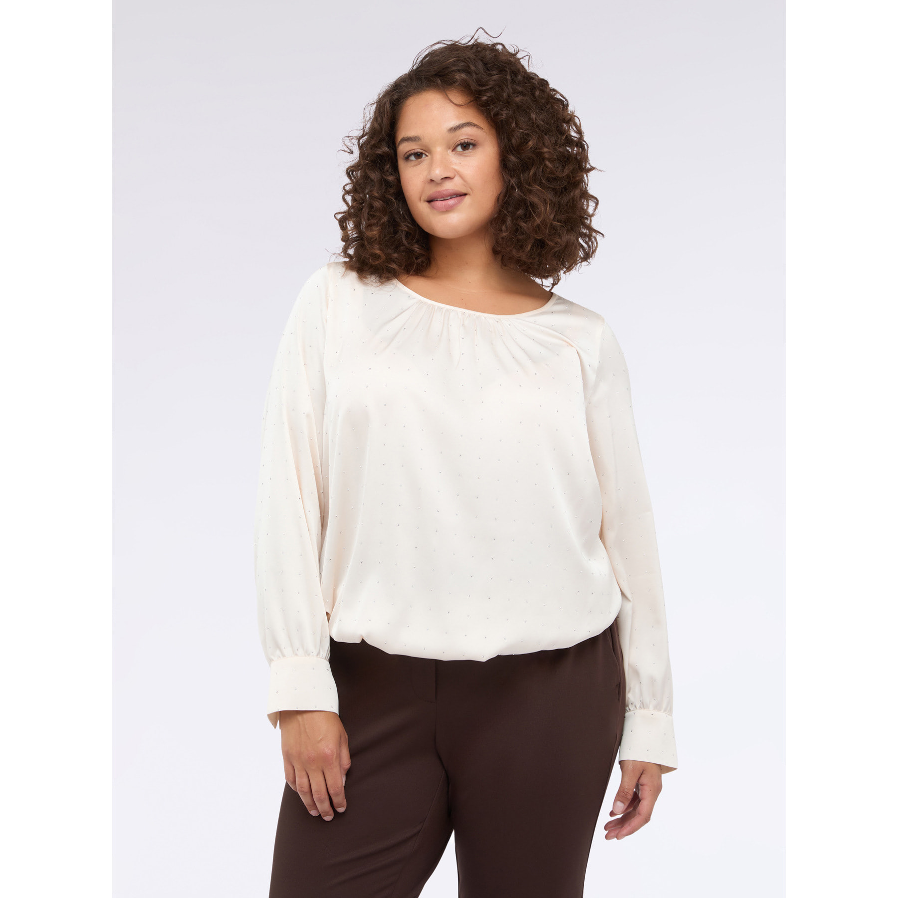 Fiorella Rubino - Blusa in raso tempestata di punti luce - Bianco
