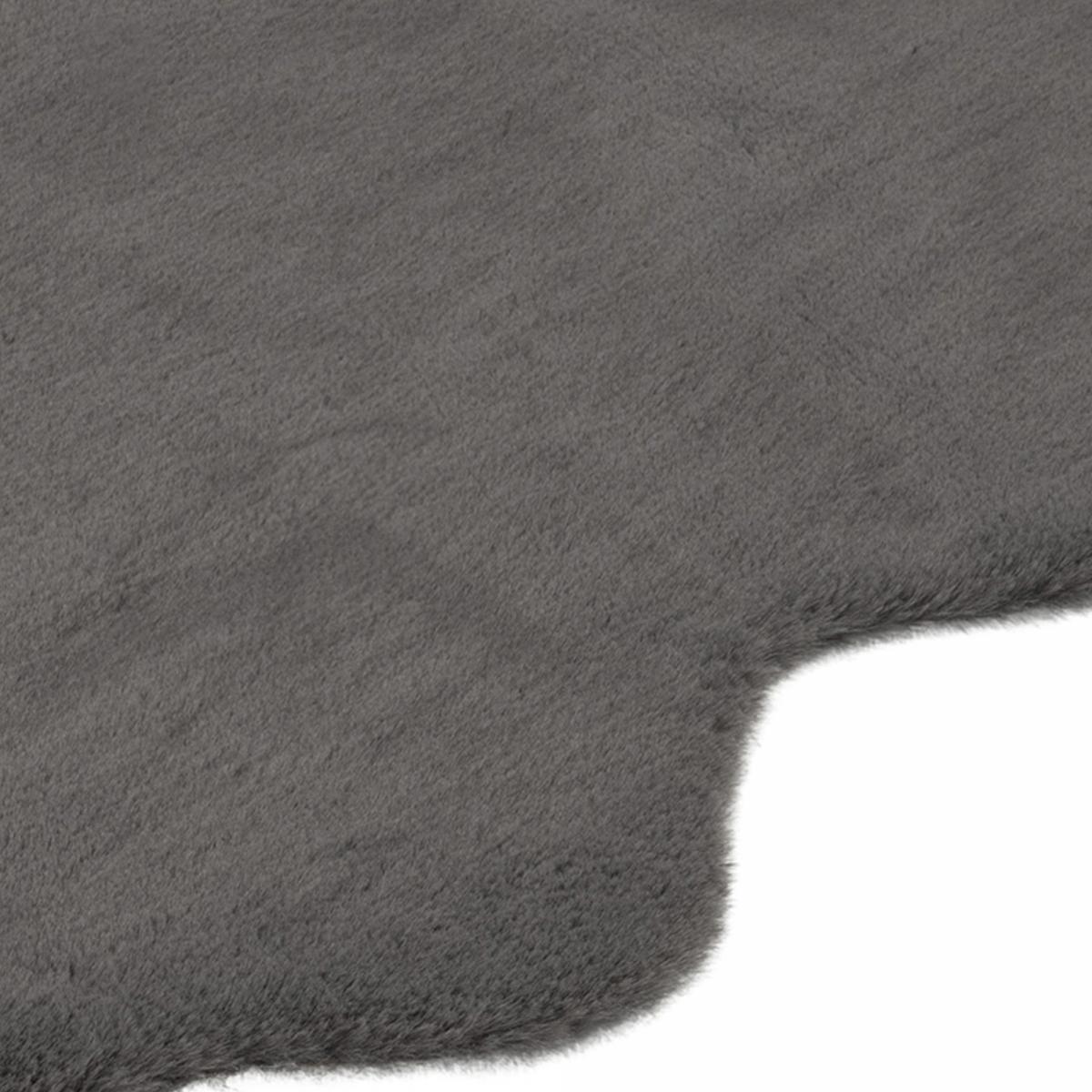 Tapis longs poils shaggy 60x90 forme originale tissé gris motif uni