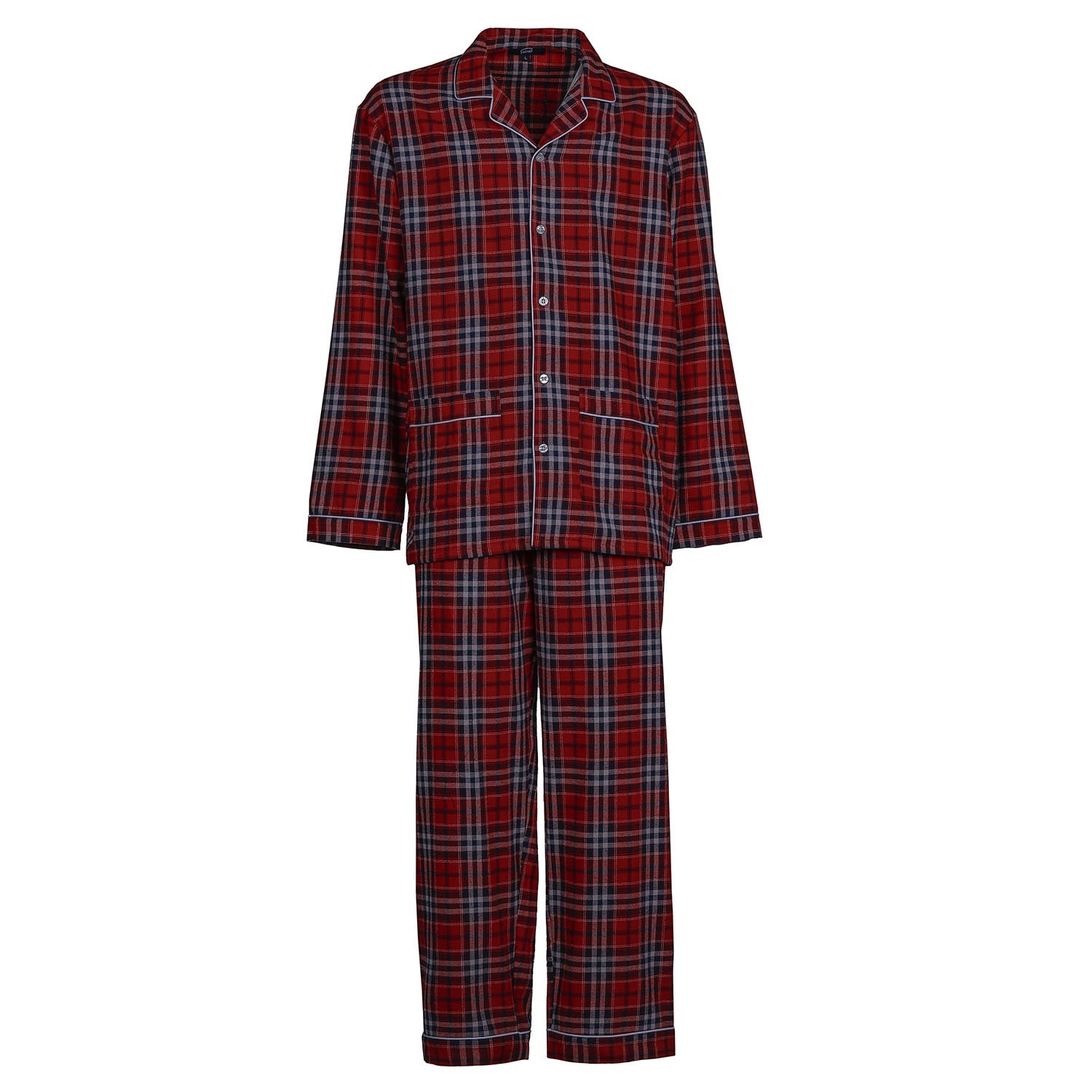 PIGIAMA UOMO uomo flanella invernale quadro rosso blu e bianco