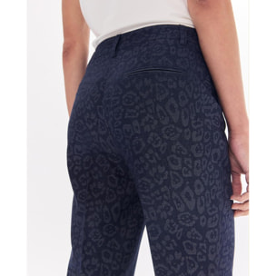 Pantaloni a zampa d'elefante con stampa leopardata blu