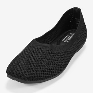 Bailarinas planas negras de malla textil