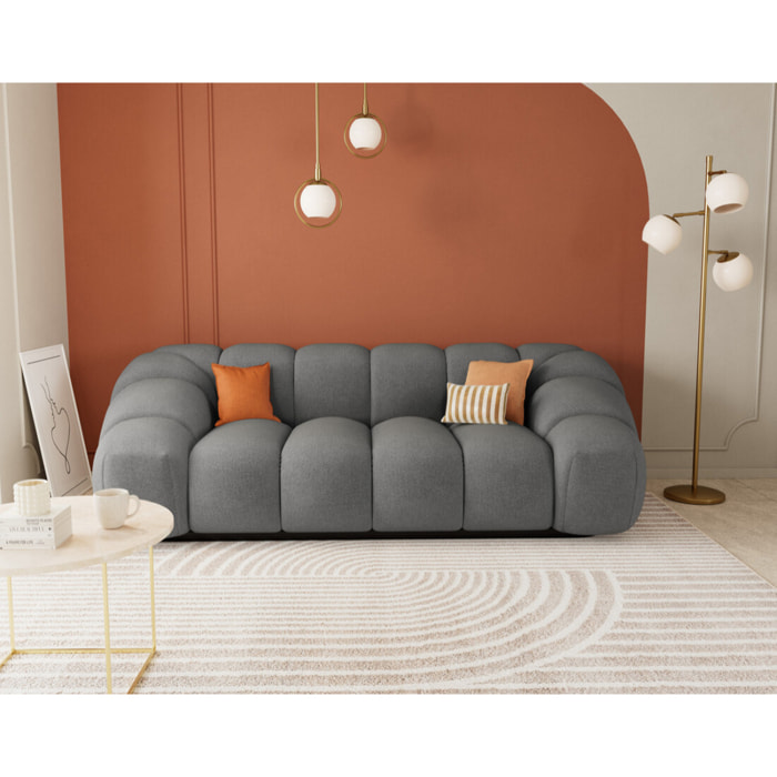 Ava - canapé 3 places bubble en velours texturé - Gris