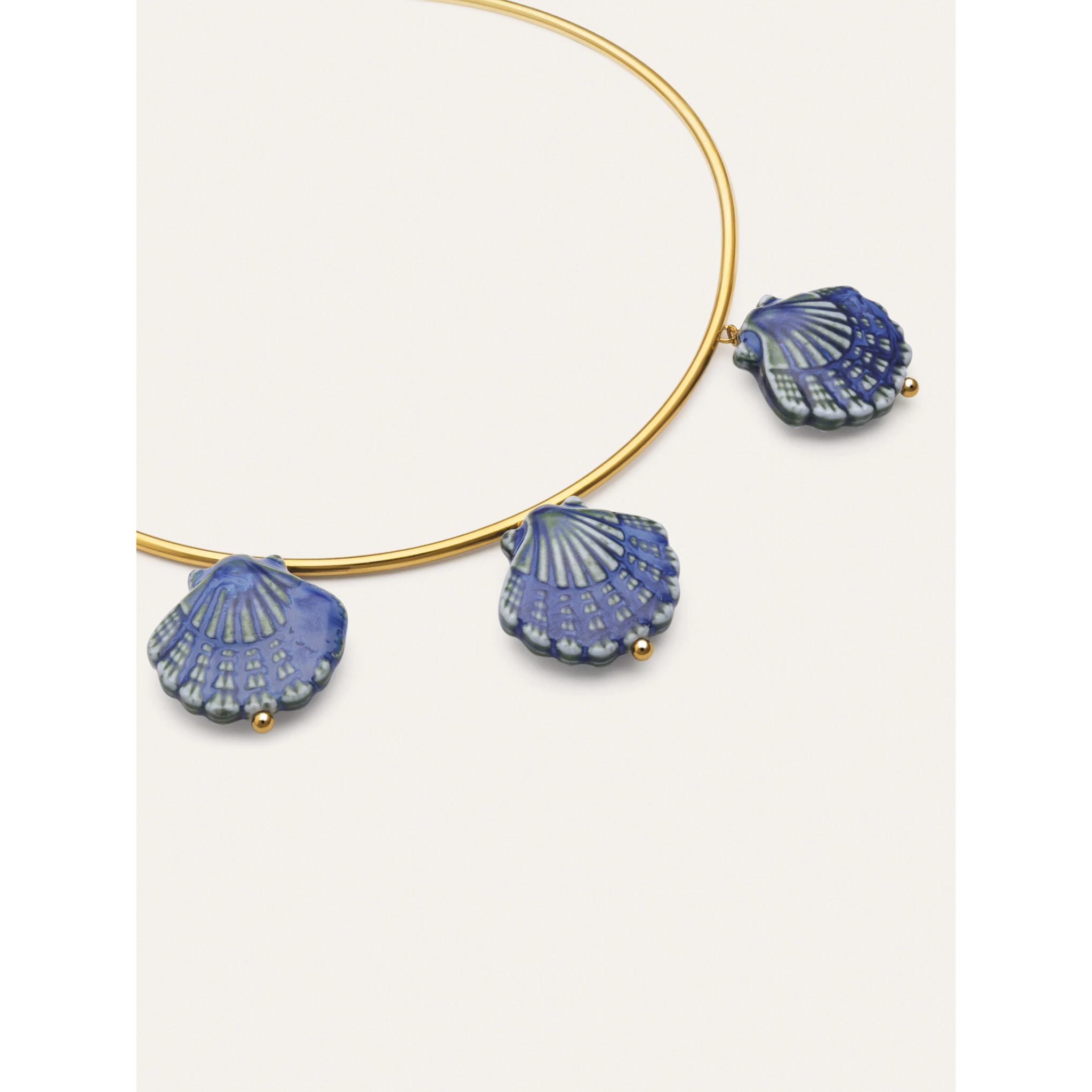 Choker Shelly Blue Acero Baño Oro