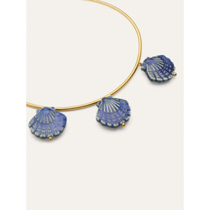 Choker Shelly Blue Acero Baño Oro