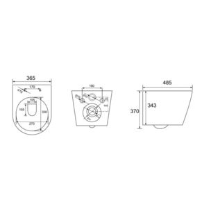 Pack WC sans bride Infinitio + Abattant softclose slim + Bâti support Geberit Extra-plat UP720 + Plaque Noir brillante