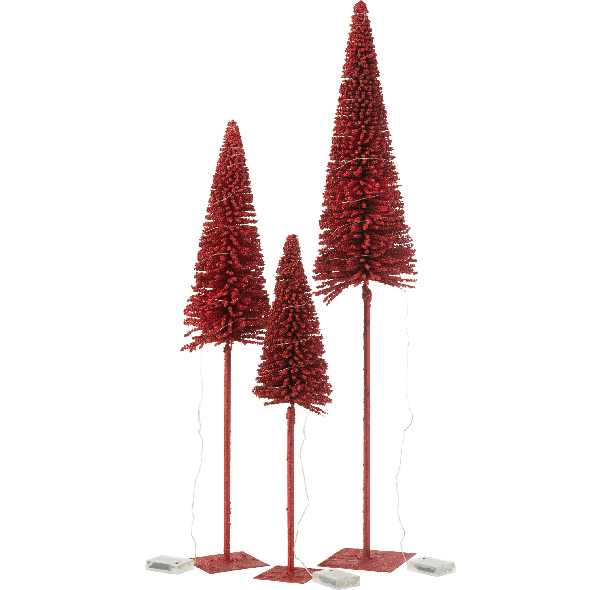 J-Line décoration sapin de Noël - plastique - rouge - large - LED/piles