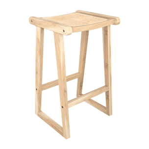 Tabouret pour îlot central 66 cm en teck et rotin naturel - Haida