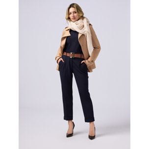 Oltre - Pantaloni regular in tessuto scuba crêpe - Blu