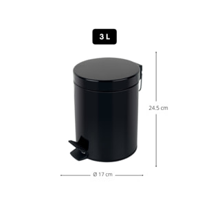 Poubelle à pédale Acier SYDNEY 3L Noir Spirella