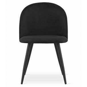Sedia di design Bello in velluto nero con gambe in metallo