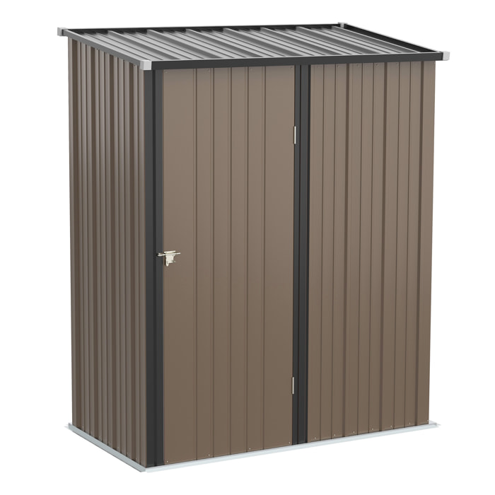 Caseta de Jardín 1,34 m² 161,5x94,5x196 cm Cobertizo Exterior de Acero Galvanizado con Puerta y Cerradura para Almacenamiento de Herramientas Marrón