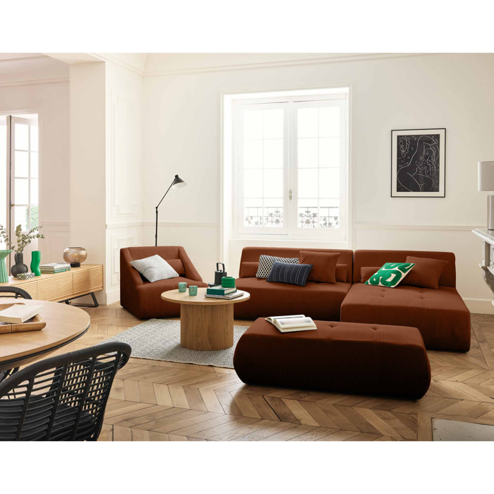 Onyx - canapé modulable d'angle réversible 4 places - en velours côtelé - Terracotta