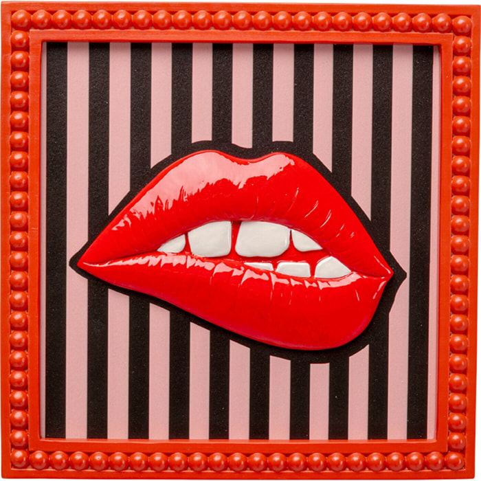 Tableau lèvres rouges lignes 25x25cm Kare Design