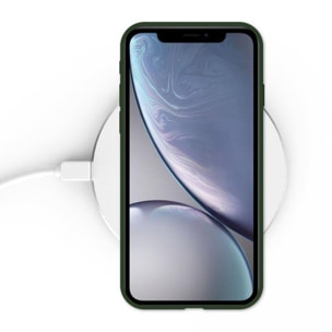 Coque iPhone Xr Silicone Liquide Douce vert kaki Boule à Sapin Doré La Coque Francaise.