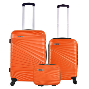 Juego de maletas rígidas 3 piezas en turquesa coral naranja