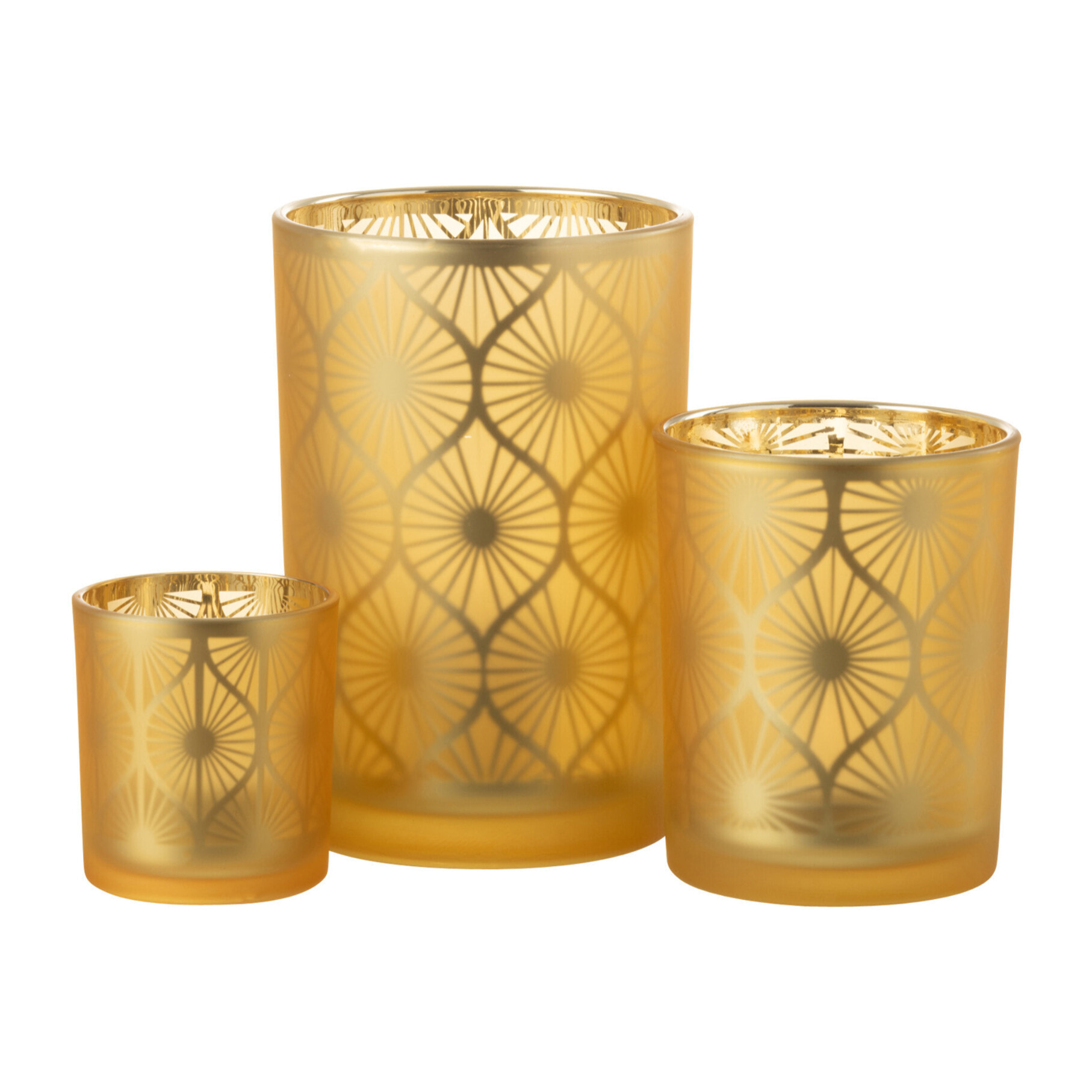 J-Line photophore Losange Fleurs - verre - jaune - large