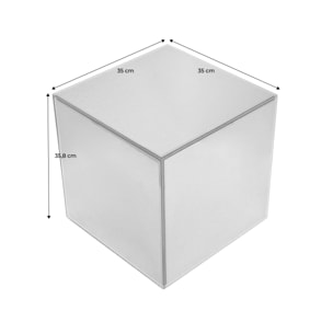 Table cubique miroir transparent. bout de canapé. table d'appoint cube miroir 35cm