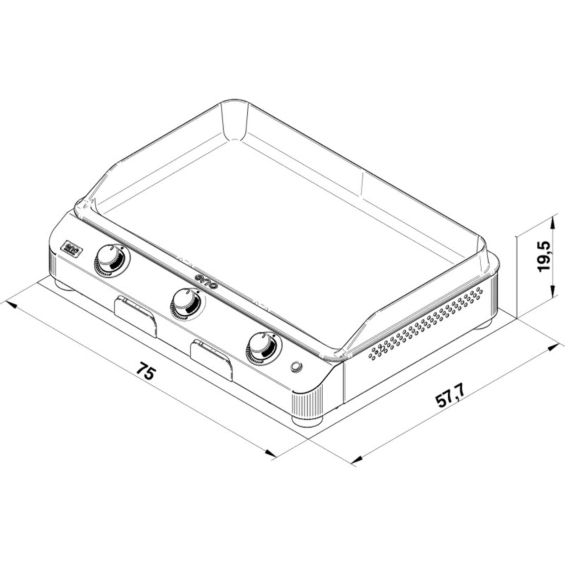 Plancha gaz ENO FUSION 75 Gris cargo 3 brûleurs à poser, 74x40 cm