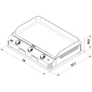 Plancha gaz ENO FUSION 75 Gris cargo 3 brûleurs à poser, 74x40 cm