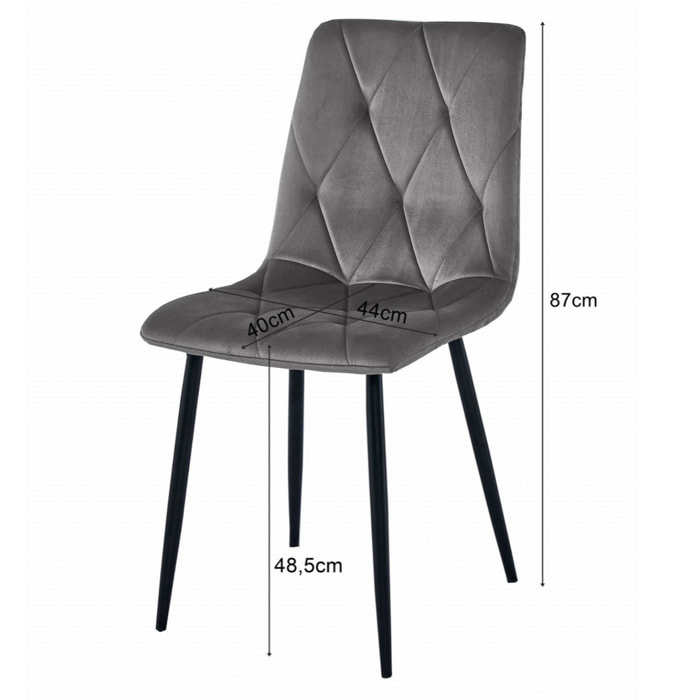 Set Sala da Pranzo Libra con Tavolo 120x80cm e 4 Sedie in Velluto