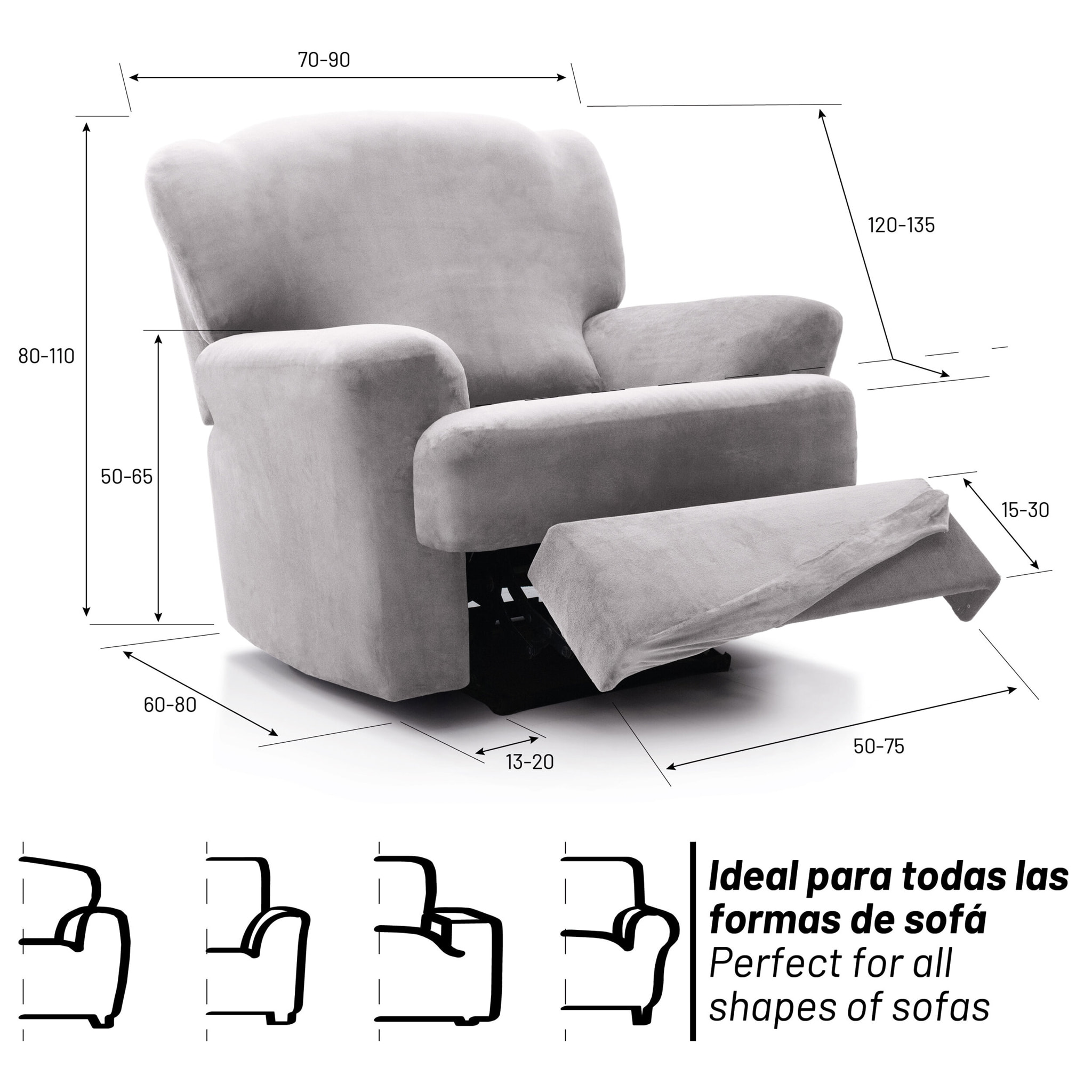 Funda TERCIOPELO ANTIMANCHAS Multi elástica para RELAX modelo VERONICA