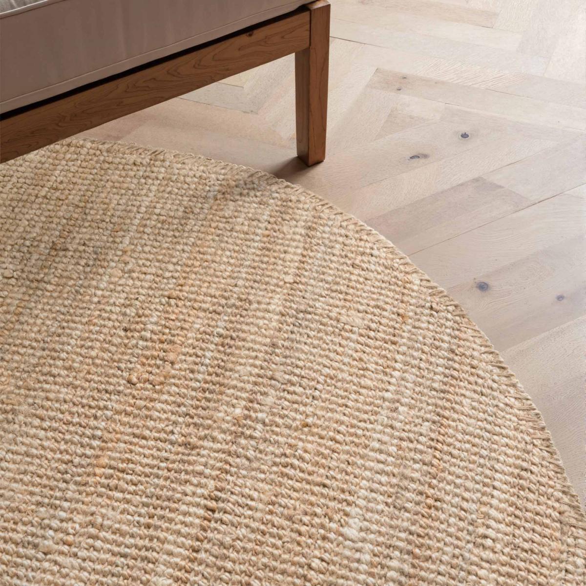 Tapis rond, forme ronde, motif uni, tissé à la main, sum