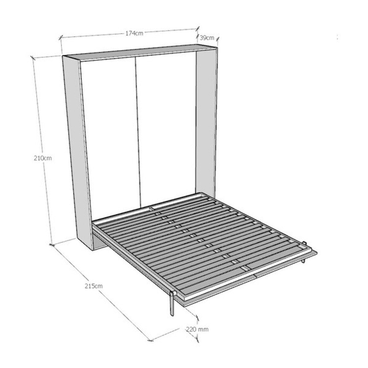 Armoire Lit escamotable vertical double 160 KENTARO Frêne Blanc