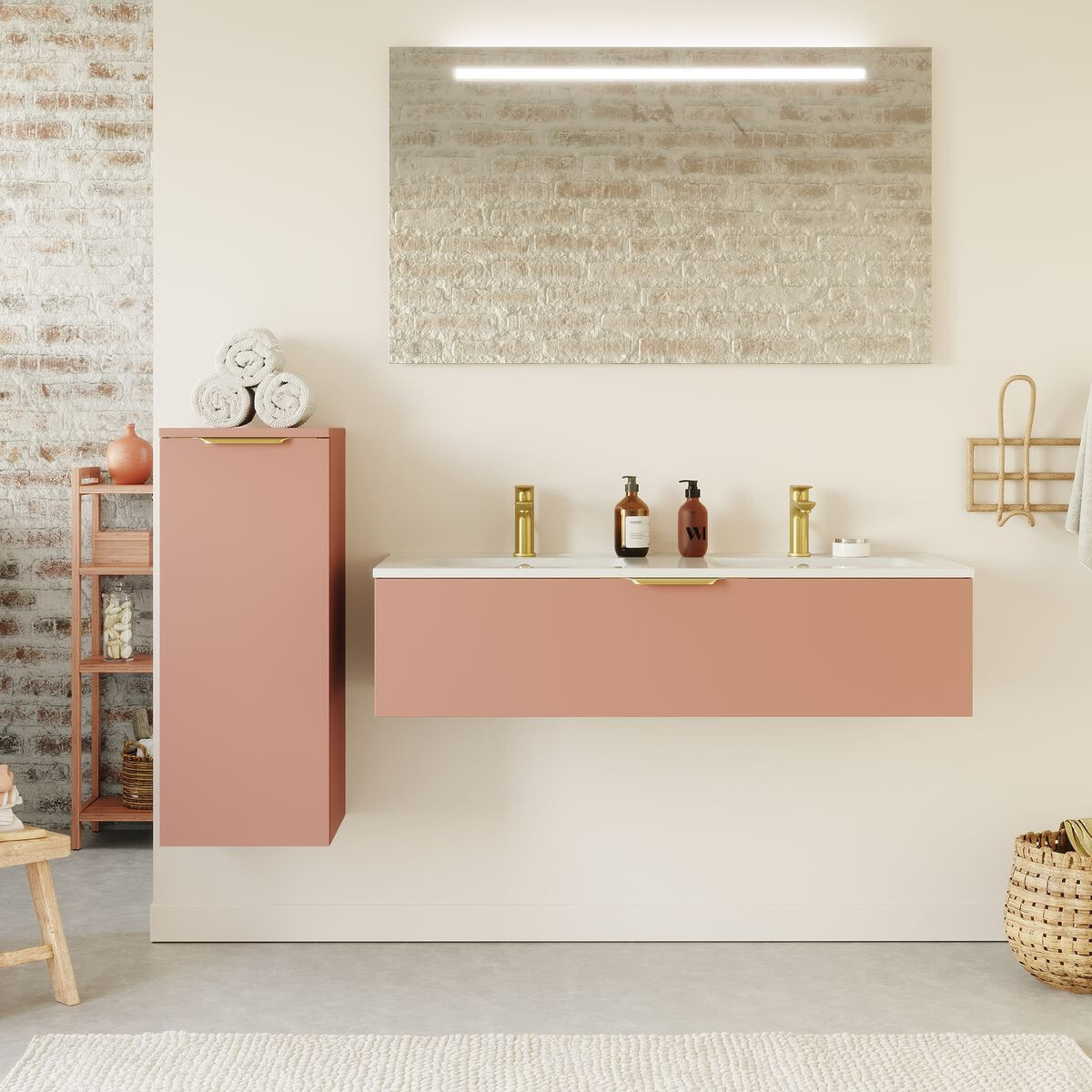 Ensemble double vasque 1 tiroir + miroir - VENICE