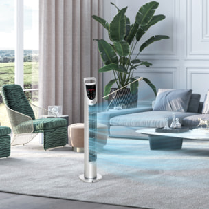Ventilador de Torre Ventilador Vertical 40W con Mando a Distancia 3 Velocidades Temporizador 7,5h Oscilante 70° ÃƒËœ18x78,5 cm Plata