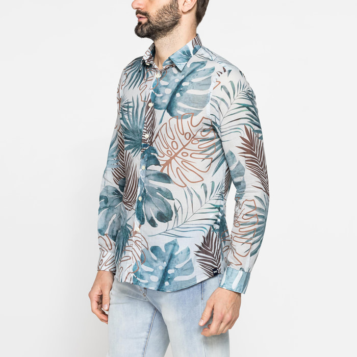 CAMICIA ESTIVA IN COTONE LEGGERO CON COLLO ITALIANO