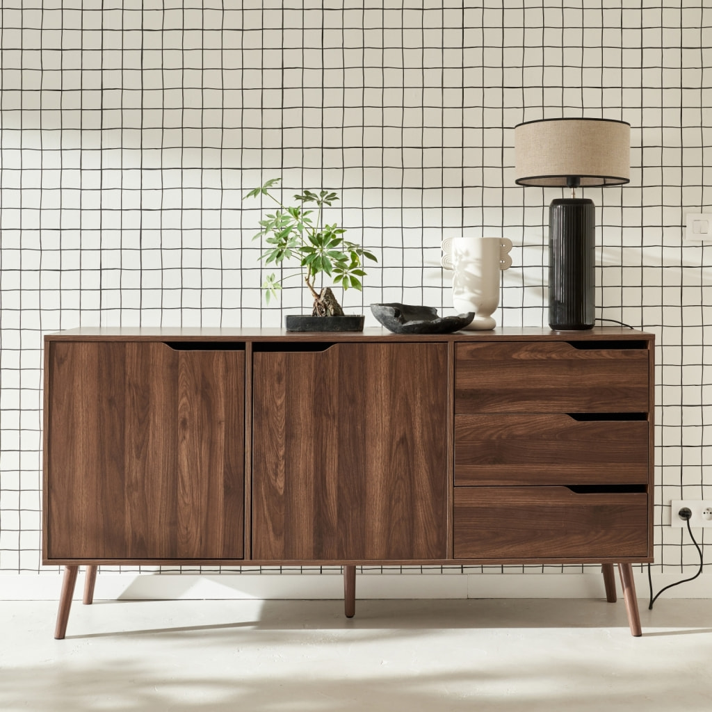 Buffet scandinave décor bois 2 portes 160cm NEPAL