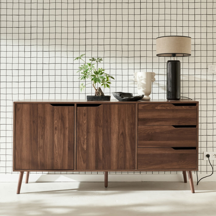 Buffet scandinave décor bois 2 portes 160cm NEPAL
