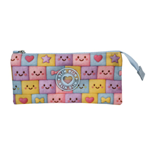 Estuche Triple Blin Blin Faces. Interior totalmente forrado. Detalle de logo en goma.