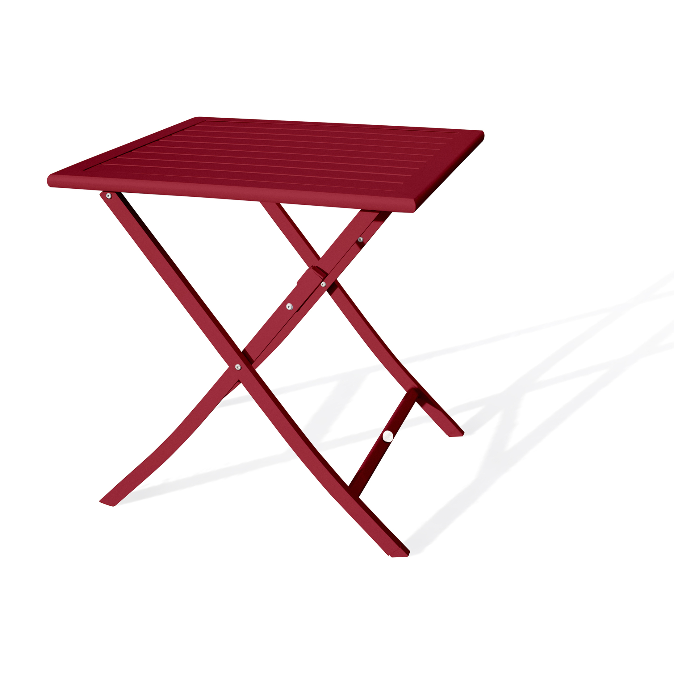 MARIUS - Table de jardin pliante en aluminium rouge carmin