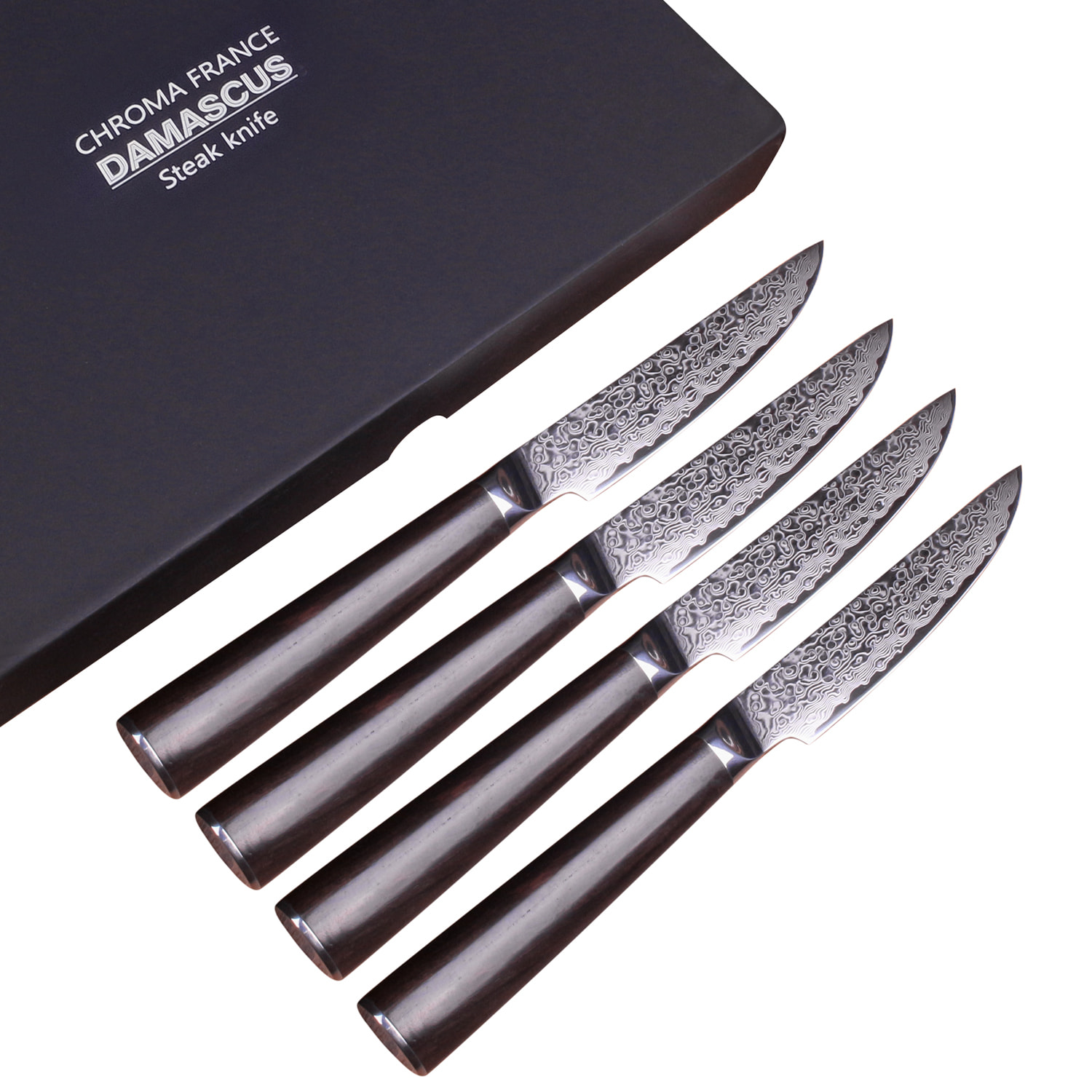 Coffret 4 couteaux à steak damas 64 couches
