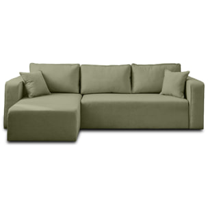 Topaze - canapé d'angle réversible - 4 places - convertible avec coffre - en tissu - Vert