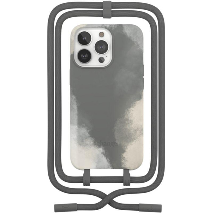 Coque avec cordon WOODCESSORIES iPhone 13 Pro Tour de cou gris foncé