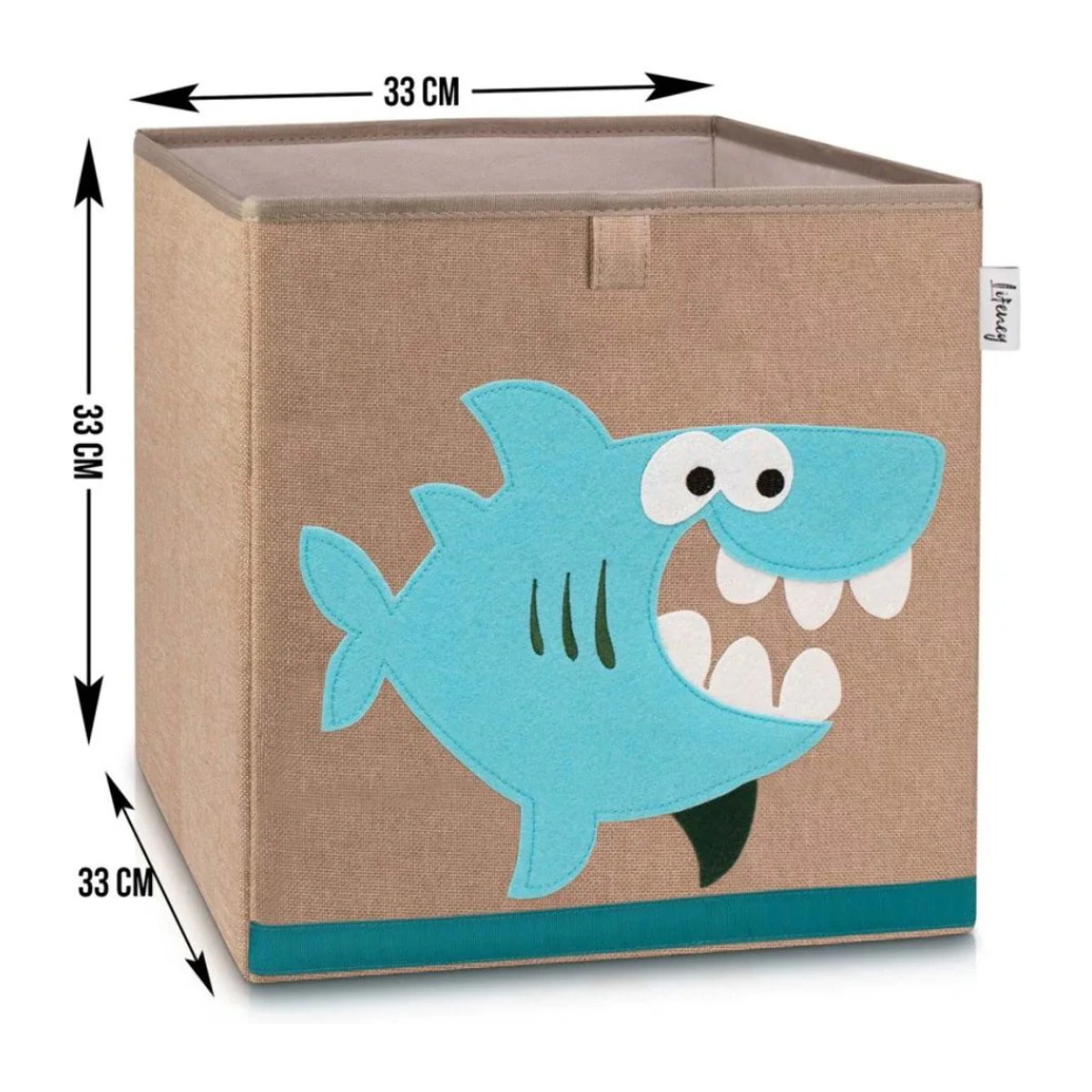 Boîte de rangement en tissu pour enfant "requin" sur fond foncé, compatible Ikea Kallax Lifeney