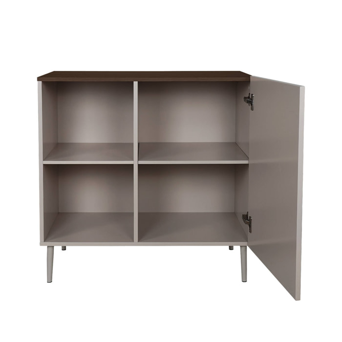 Buffet, meuble de rangement métal et décor bois 1 porte 80cm ASHTON