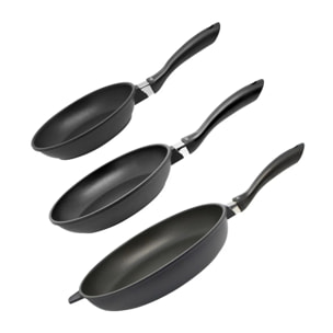 Set de 3 poêles à frire 24 cm 28 cm et 32 cm sans PFAS Elo Alucast