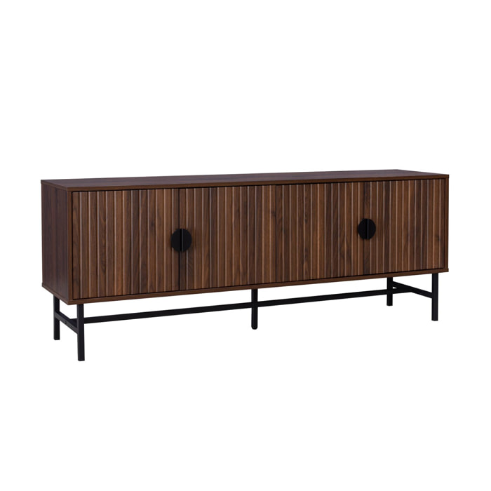Meuble TV. Bazalt. quatre portes. deux étagères. L 157.5 x l 39 x H 60cm