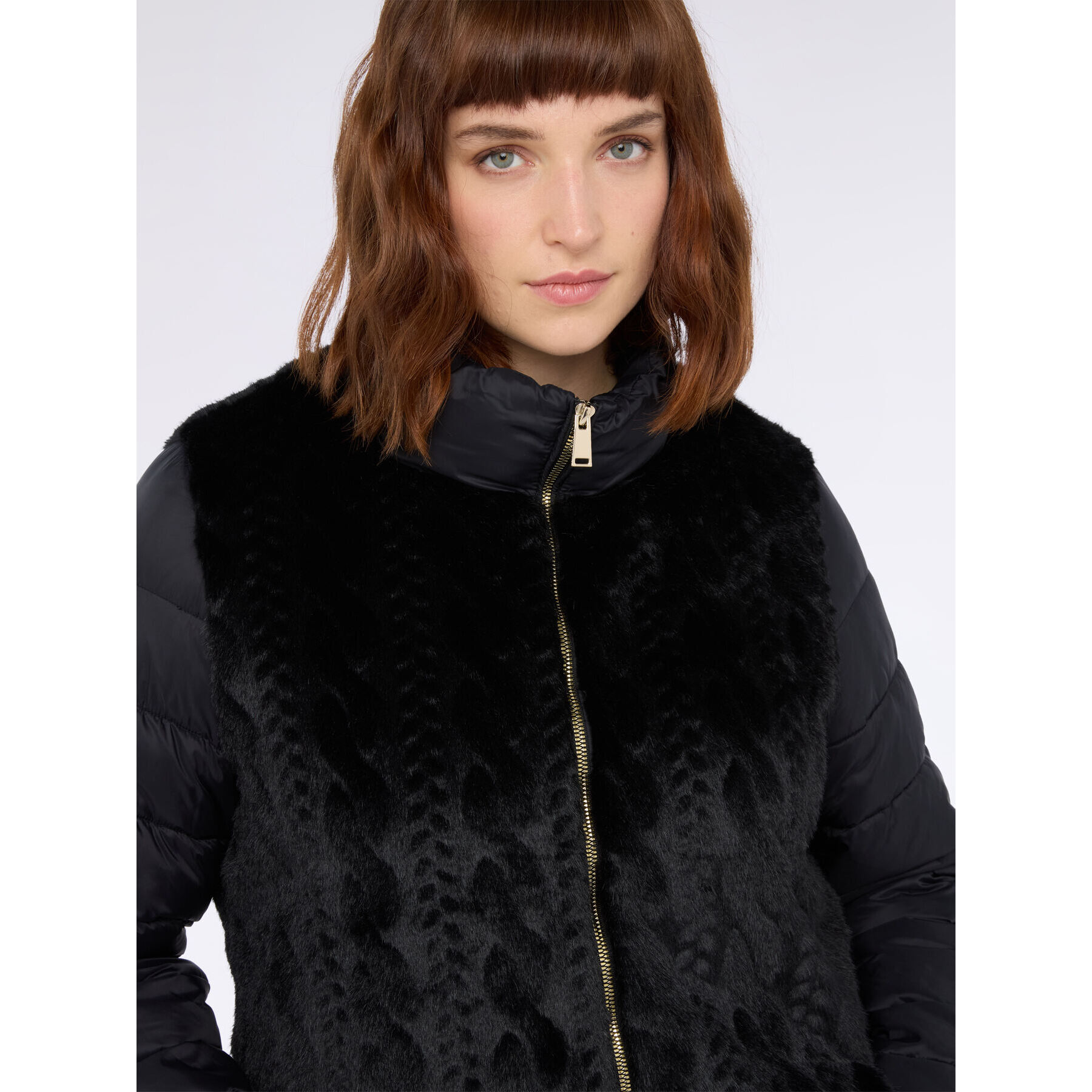 Fiorella Rubino - Chaqueta bimaterial con mangas acolchadas - Negro