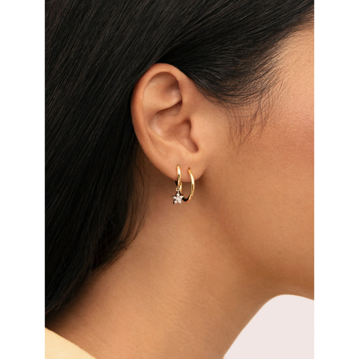 Pendiente Suelto Aro Starlight Plata Baño Oro