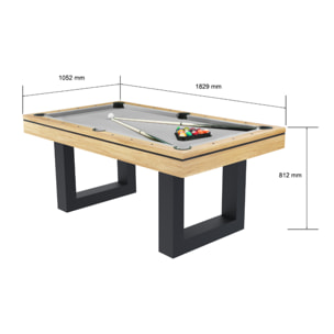 Table multi-jeux 3 en 1 billard et ping-pong en bois ARIES