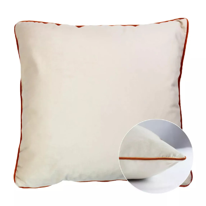 Housse de coussin polyester anti tache uni Velours uni beige-cuivre